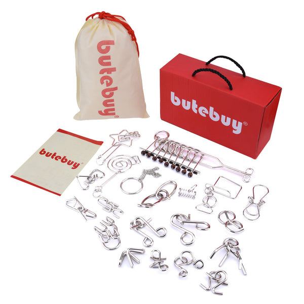 Wire Puzzle Set 20 Pack Metal Iq Brain Training Toys Puzzles
