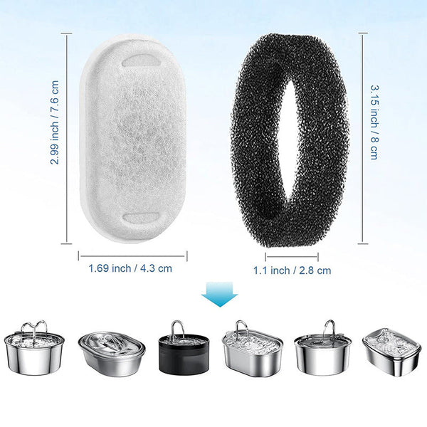 Water Fountain Filter Set Of 16 Compatible With Catit Stainless Steel Pet Includes 8 Replacement Filters And Sponges Dog Fountains