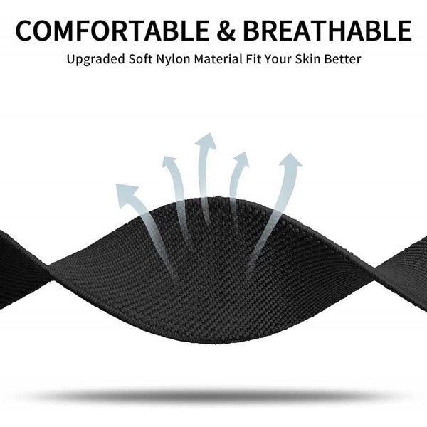Compatible With Apple Watch 42/44/45/49 Mm Adjustable Elastic Nylon Strap Black Watch Bands