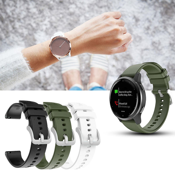 Garmin Venu Sq Vivoactive 3 4 Forerunner 245 Compatible Watch Band 20Mm 22Mm Checkered Soft Silicone Strap Army Green Watch Bands