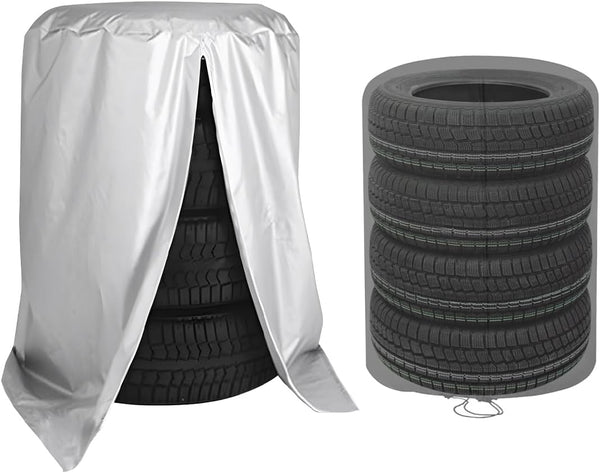 Tire Storage Cover Universal For 4 Tires Car Spare Bag Case Protection Silver Tyre Accessories