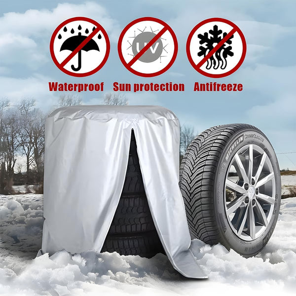Tire Storage Cover Universal For 4 Tires Car Spare Bag Case Protection Silver Tyre Accessories