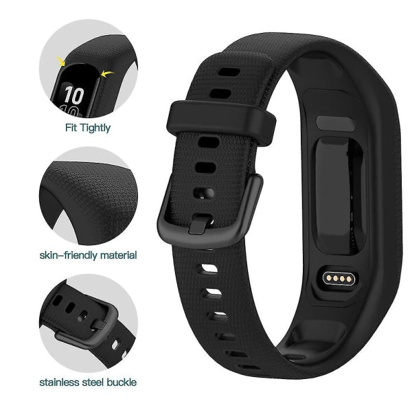 Compatible With Garmin Vivosmart 5 Wristbands 3Pcs Soft Silicone Replacement Sports Bands In Black White Blue Watch Bands