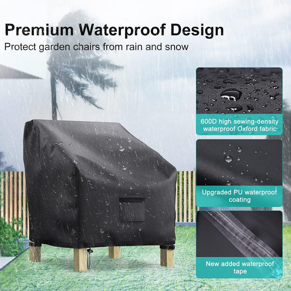 Garden Furniture Covers Waterproof 2 Pack Lawn Mower Chair 600D Heavy Duty Oxford Fabric Large For Lounge Chairs With Deep Seat Outdoor Furniture Cove