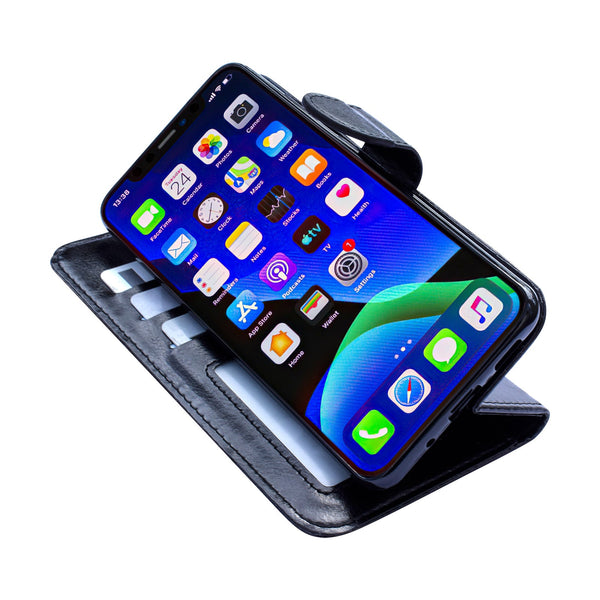 Iphone 12 Leather Case Protection Black Compatible With Cases Covers & Skins