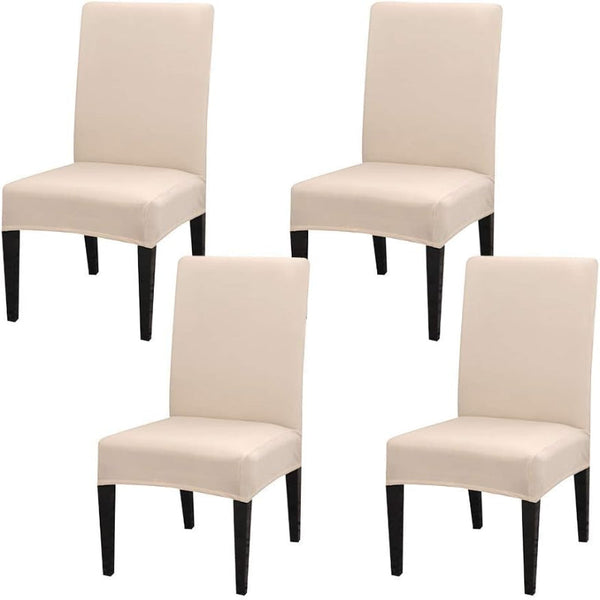 Washable Stretch Chair Covers Set Of 4 Beige For Dining Room Slipcovers