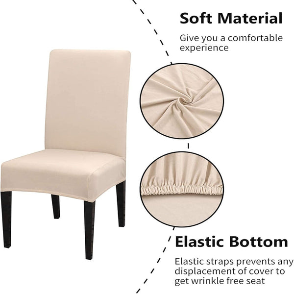 Washable Stretch Chair Covers Set Of 4 Beige For Dining Room Slipcovers