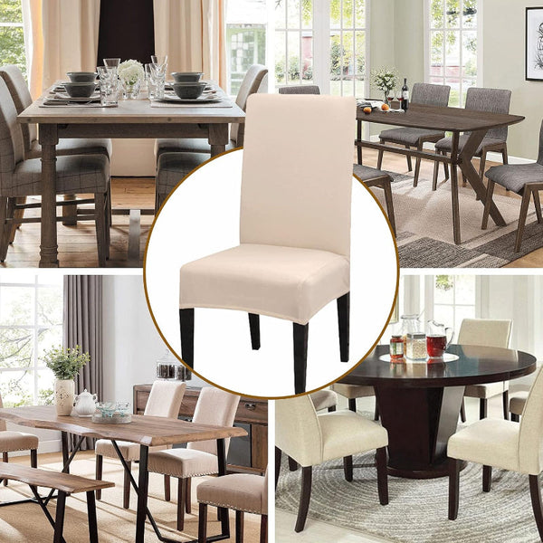 Washable Stretch Chair Covers Set Of 4 Beige For Dining Room Slipcovers
