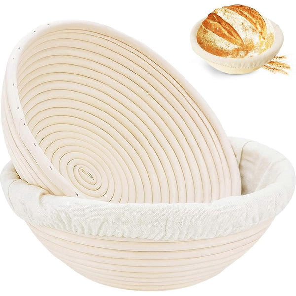 Handmade Rattan Bread Proofing Basket 23Cm Diameter White Bread Bins