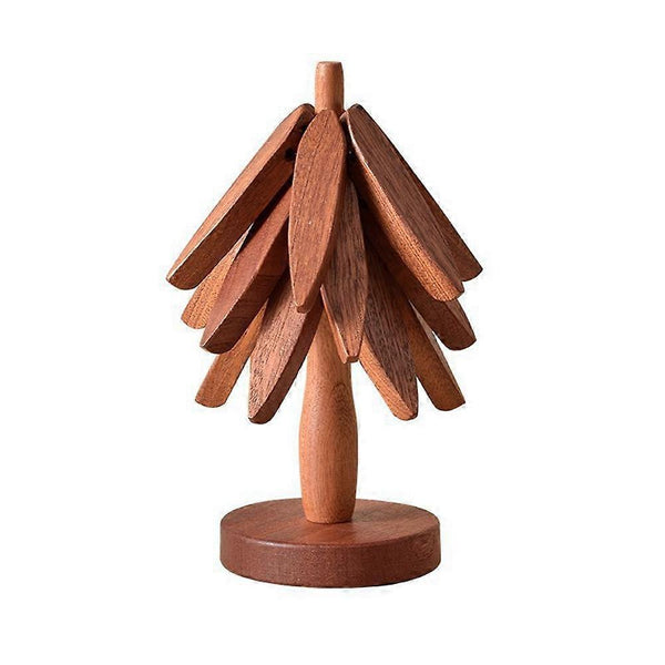 Tree Shape Set Of 2 Black Walnut Insulation Mats Coasters