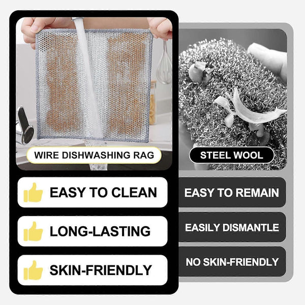 6 Pack Multifunctional Double Layer Steel Wire Dish Cloths Tea Towels & Dishcloths
