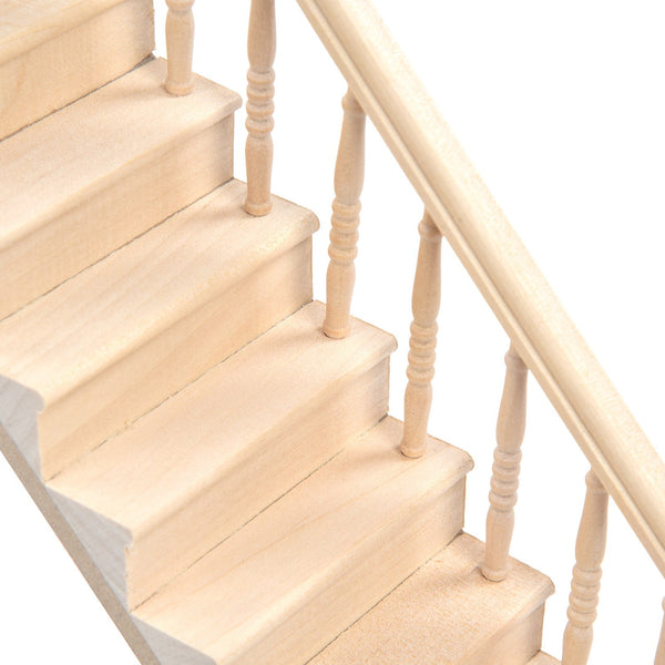 1/12 Scale Dollhouse Staircase Diy Miniature Smooth Rounded Corners Birch Material For Crafts Doll Houses