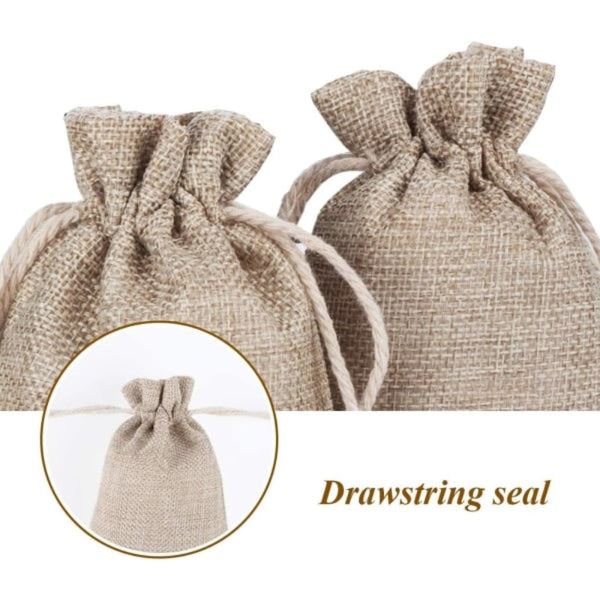 30 Pack Linen Drawstring 10X15cm Yellow Gift Bags