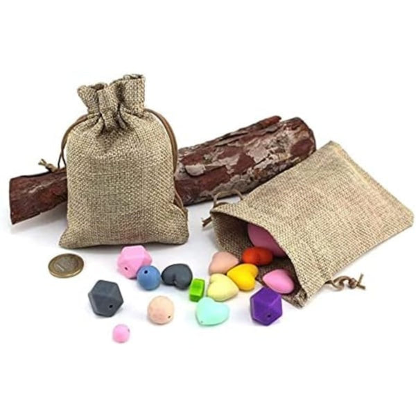 30 Pack Linen Drawstring 10X15cm Yellow Gift Bags