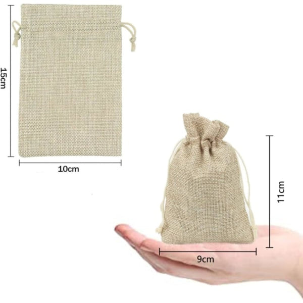 30 Pack Linen Drawstring 10X15cm Yellow Gift Bags