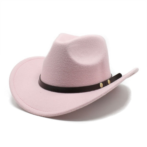 Cowboy Hat Pink Felt Rolled Brim Riding For Men Women Compatible With American Western Style Hats