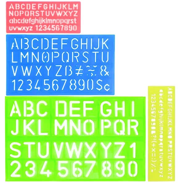 4 Piece Plastic Letter & Number Stencil Set For Kids Diy Painting Stencils & Templates