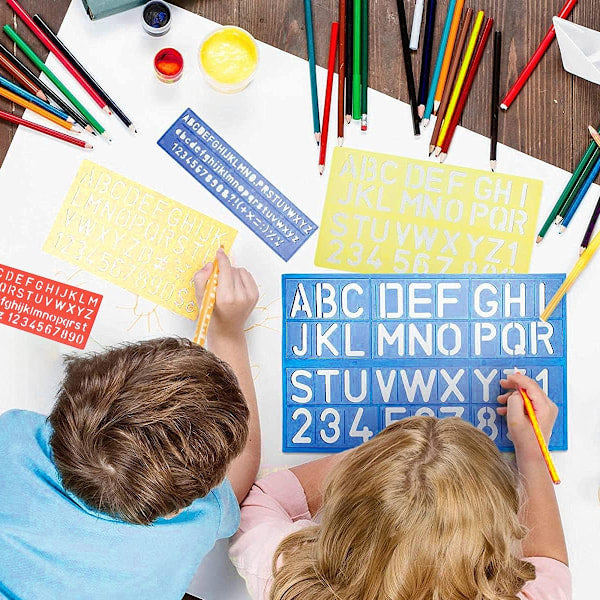 4 Piece Plastic Letter & Number Stencil Set For Kids Diy Painting Stencils & Templates