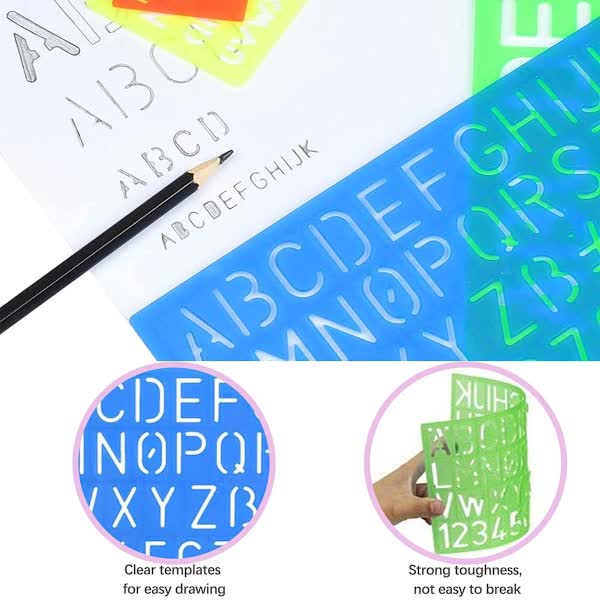 4 Piece Plastic Letter & Number Stencil Set For Kids Diy Painting Stencils & Templates