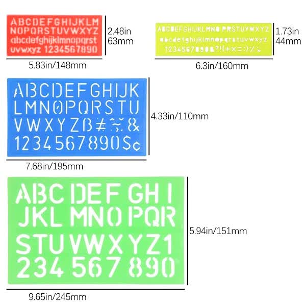 4 Piece Plastic Letter & Number Stencil Set For Kids Diy Painting Stencils & Templates
