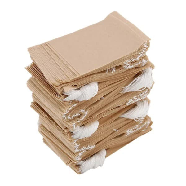 500 Pack Disposable Paper Tea Filter Bags With Drawstring Natural Brown Other Coffee Tea & Espresso Makers