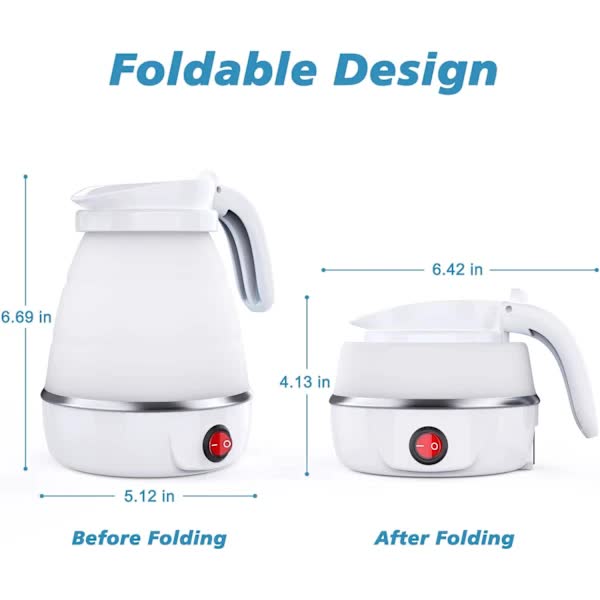 Foldable Electric Travel Kettle With Detachable Cord Silicone Collapsible Kettles