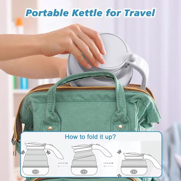 Foldable Electric Travel Kettle With Detachable Cord Silicone Collapsible Kettles