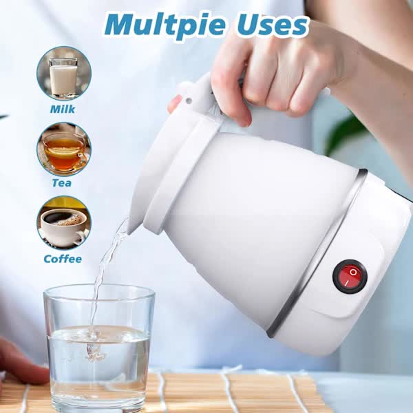 Foldable Electric Travel Kettle With Detachable Cord Silicone Collapsible Kettles