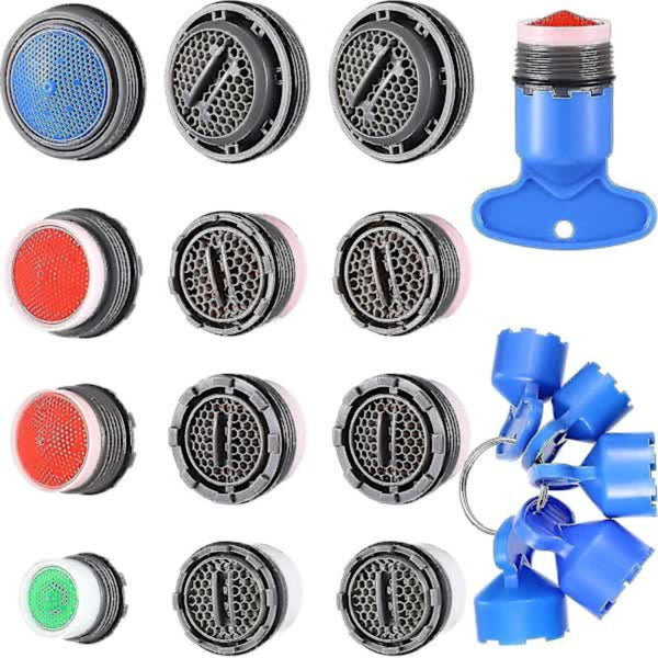 12Pcs Sink Faucet Aerator Replacement With 5Pcs Removable Key Tool Compatible Oral B And Braun M16.5 M18.5 M21.5 24Mm Kitchen Sinks