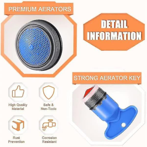 12Pcs Sink Faucet Aerator Replacement With 5Pcs Removable Key Tool Compatible Oral B And Braun M16.5 M18.5 M21.5 24Mm Kitchen Sinks