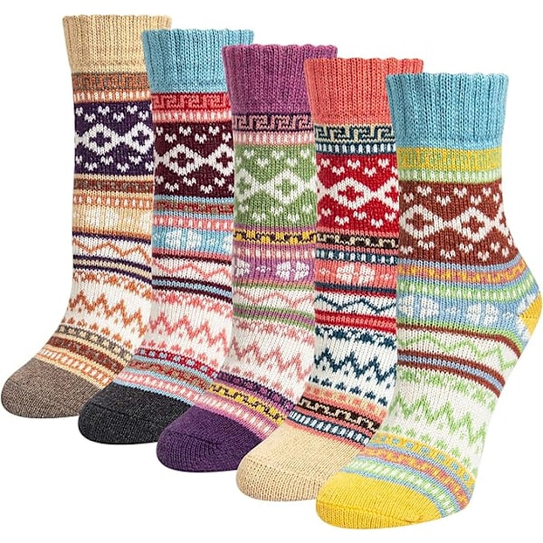 5 Pairs Women's Merino Wool Socks Thermal Hiking Winter Breathable Womens Socks