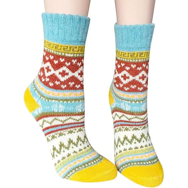 5 Pairs Women's Merino Wool Socks Thermal Hiking Winter Breathable Womens Socks
