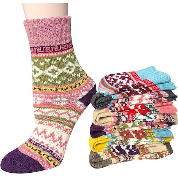 5 Pairs Women's Merino Wool Socks Thermal Hiking Winter Breathable Womens Socks
