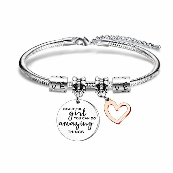 Girls Inspirational Charm Bracelet Gift For Women And Pendant You Can Do Amazing Things Bracelets