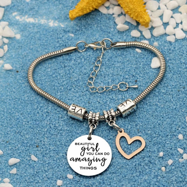 Girls Inspirational Charm Bracelet Gift For Women And Pendant You Can Do Amazing Things Bracelets