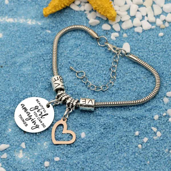 Girls Inspirational Charm Bracelet Gift For Women And Pendant You Can Do Amazing Things Bracelets