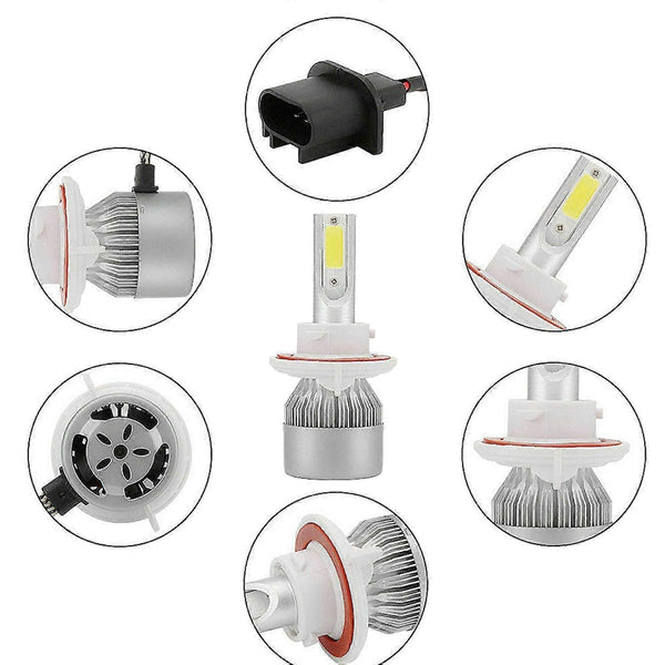 H13 9008 Led Head C6 72W 8500Lm 6500K High Low Beam Pack Light Bulbs