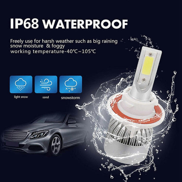H13 9008 Led Head C6 72W 8500Lm 6500K High Low Beam Pack Light Bulbs