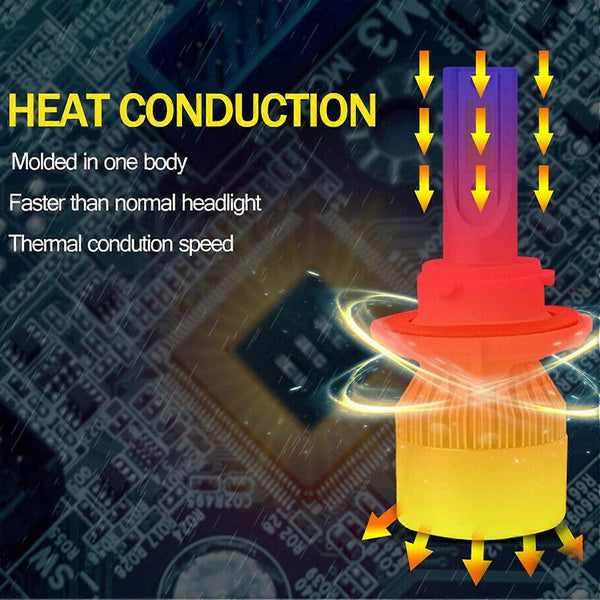 H13 9008 Led Head C6 72W 8500Lm 6500K High Low Beam Pack Light Bulbs
