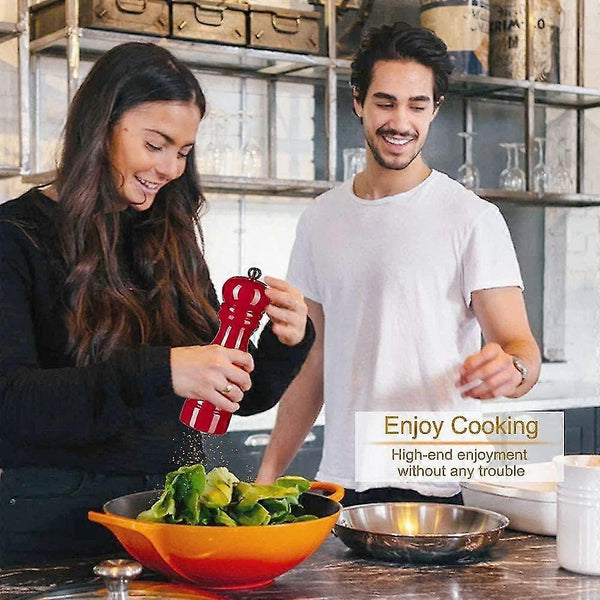 Pepper Mill Salt And Shaker With Ceramic Rotor 2Pcs Red Salt & Pepper