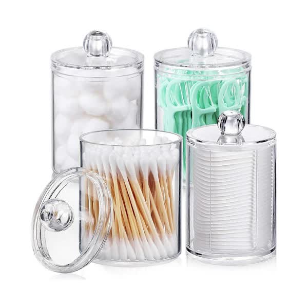 Sophisticated Crystal Glass Apothecary Jars With Removable Lids For Bathroom Vanity Organizers And Decor Bathroom Storage & Organisers