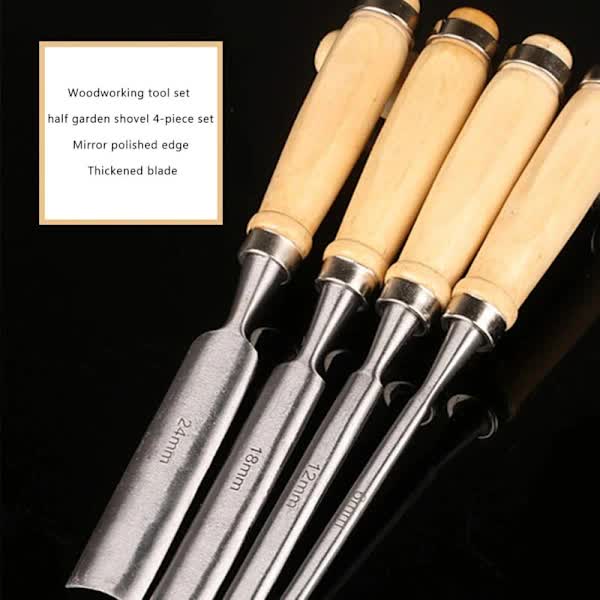 Woodcarving Chisels Set 6Mm 12Mm 18Mm 24Mm 4Pcs Professional Woodworking Tools Carving Sculpture Carpenter Craft Woodcarving Hand Tools