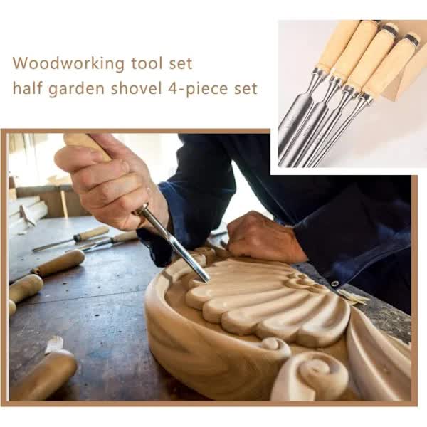 Woodcarving Chisels Set 6Mm 12Mm 18Mm 24Mm 4Pcs Professional Woodworking Tools Carving Sculpture Carpenter Craft Woodcarving Hand Tools
