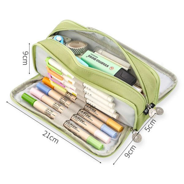 Large Capacity Pencil Case 3 Compartments Bag School Pink Pencil Cases