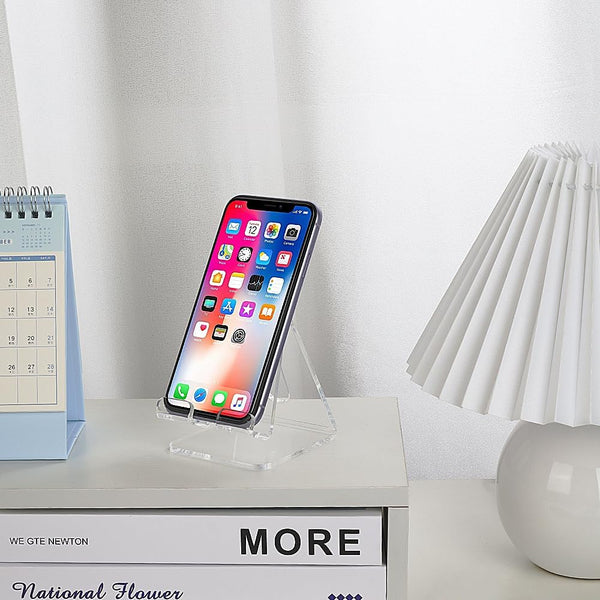 Fancial Acrylic Cell Phone Stand Portable Holder Clear For Desk Compatible With Iphone 15 14 13 12 Pro Max Mini 11 Xr Plus Se Android Smartphone Pad T