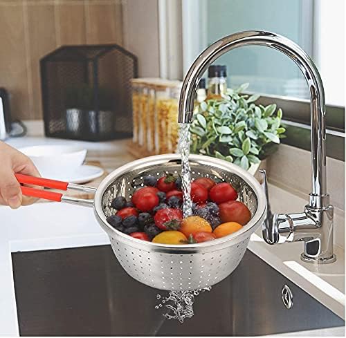 Stainless Steel Colander With Red Handle 7.9 Inch Kitchen Sieve Colanders Strainers & Sifters