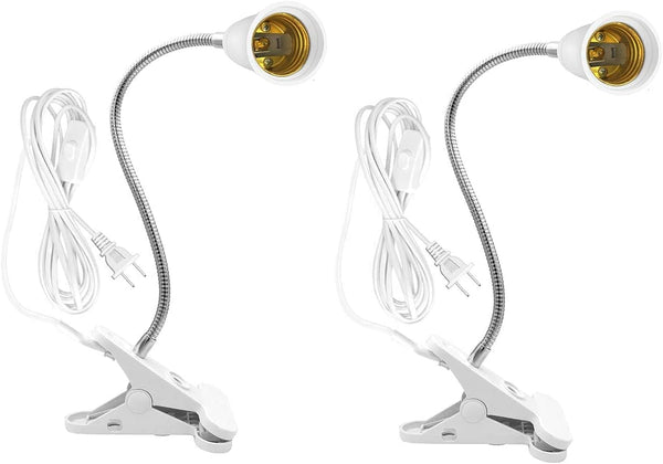 Bahong Clip Desk Lamp Socketdesk Light Adapterclip Bulb Holdere26/E27 Flexible Socket86.6In Table Reading Lightnight With Cordclamp Stand On/Off Switc