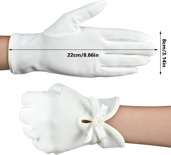 White Gloves Bow Short Satin Uniform Tuxedo Dress Wedding Bridal 1920S Opera Special Occasion Fashion Accessories Wedding Dresses