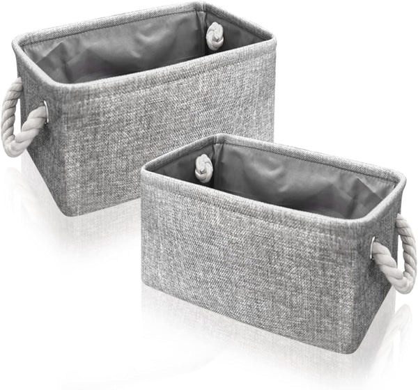 Organizing Fabric Storage Basket Box For Shelves Nursery Decorative Baskets(Solid Grey 2 Pack Small 12.2 * 8.3 5.1Inches) Other Kitchen Storage