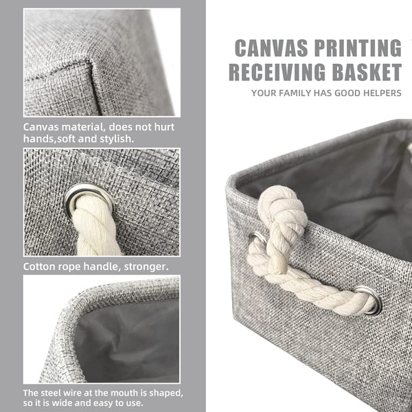 Organizing Fabric Storage Basket Box For Shelves Nursery Decorative Baskets(Solid Grey 2 Pack Small 12.2 * 8.3 5.1Inches) Other Kitchen Storage